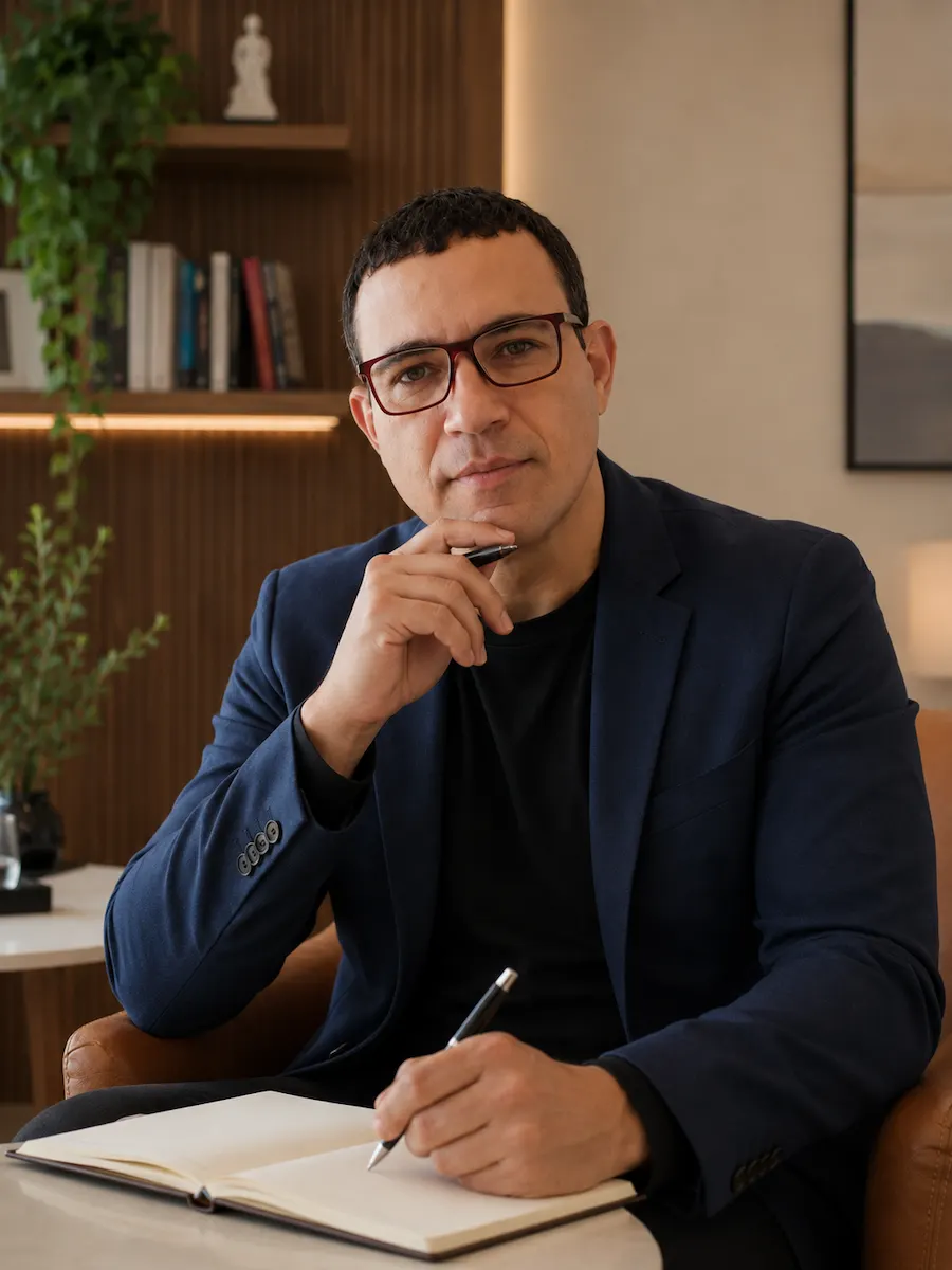 Goiamy Filho em ambiente de estudo e atendimento